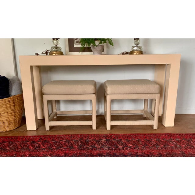 Wood Late 20th Century Peach Formica Console Table For Sale - Image 7 of 8