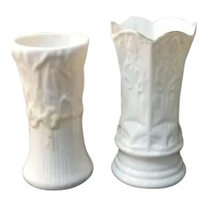 1970s Belleek Ireland Mismatched Bud Vases - Set of 2