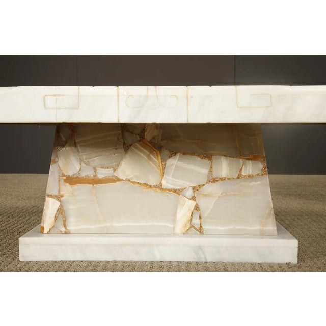 Vintage Italian Tessellated Onyx Coffee Table With Etched Stone Inset, 1970s For Sale - Image 10 of 18