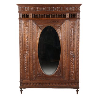 Historicism Wardrobe with Mirror, Brittany, France, 1900s For Sale