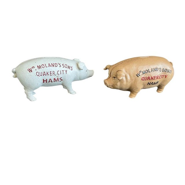 Quaker City Pig Money Boxes in Cast Iron from WM Moland & Sons, Set of 2 For Sale - Image 6 of 6
