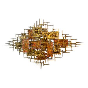 Silas Seandel Brutalist MCM Abstract Metal Wall Art Sculpture 1960s