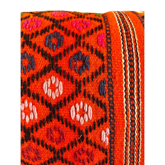 2020s Lumbar Pillow Made from Vintage Orange Textile For Sale - Image 5 of 6