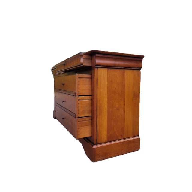 Brown Vintage Grange Louis Philippe Solid Cherry Eight-Drawer Dresser For Sale - Image 8 of 13