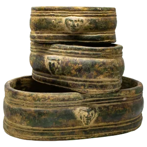 Terra Cotta Lion Head Gardenieres-Set of 3