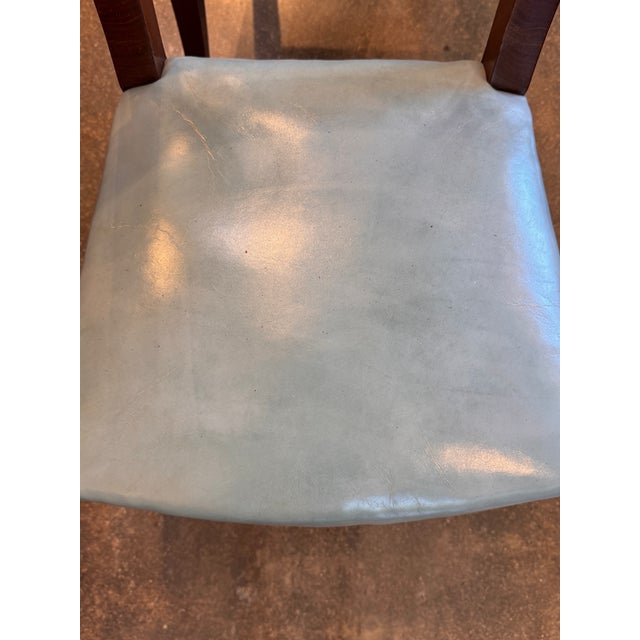 19th Century Set of Seven Klismos Chairs With Blue Leather Seats For Sale - Image 6 of 12