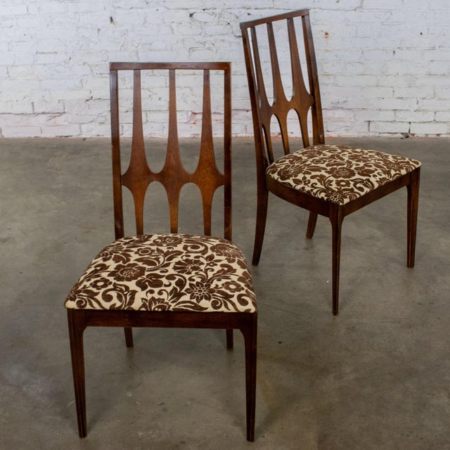Wood 1962-1970 Mid Century Modern Broyhill Brasilia Walnut Dining or Side Chairs a Pair For Sale - Image 7 of 17