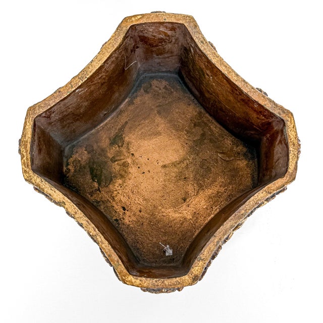 Vintage Gilt Decorative Box With Relief Foliate Motif For Sale - Image 4 of 6