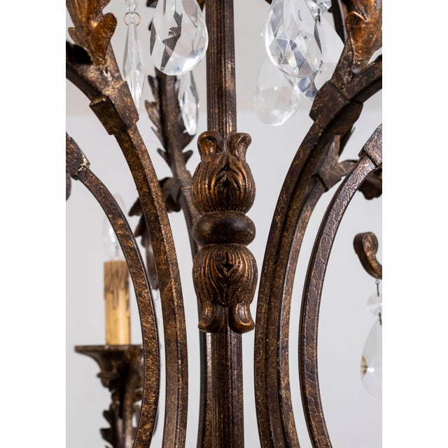 Venetian Style 6 Light Metal Frame Hanging Chandelier For Sale - Image 13 of 14
