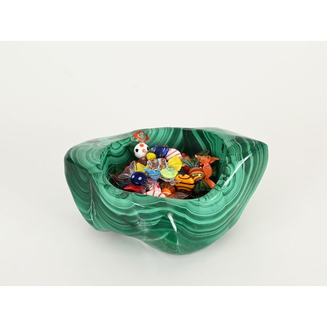 Large Vide-Poche or Bowl in Malachite Green Italian Marble, Italy, 1970s For Sale - Image 6 of 18