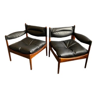 Set of 2 Kristian Solmer Vedel “Modus” Settee, Tropical Wood & Leather, 1963 For Sale