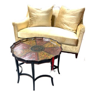 Antique Tole Tray on Stand For Sale