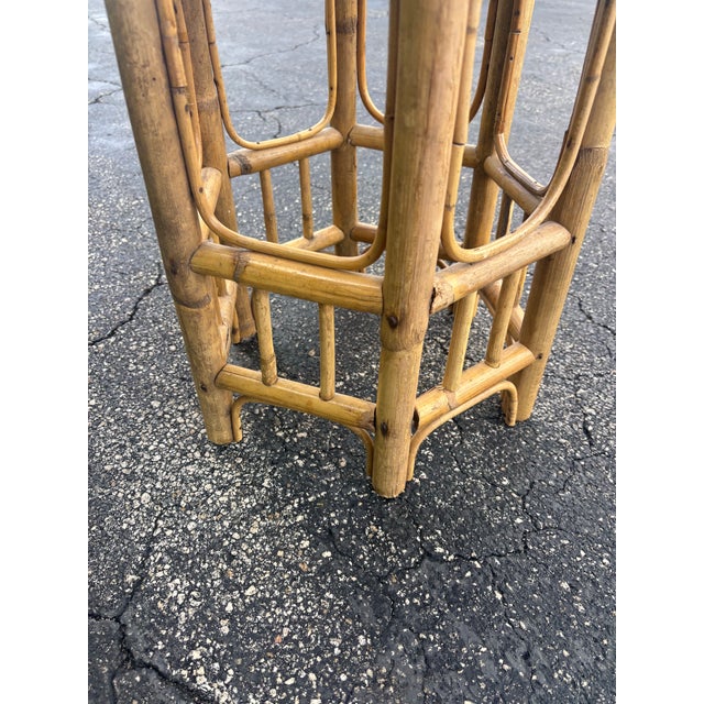 Vintage Coastal Bamboo and Cane Brighton Pavilion Style Side Table For Sale - Image 11 of 11
