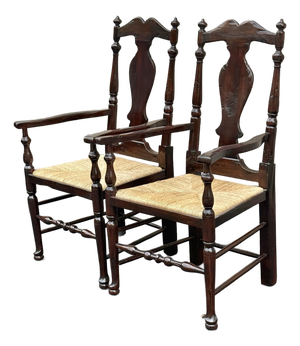 Rustic 18th Century Inspired English Country Armchairs - A Pair