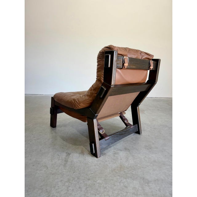 1970s 1970s Gerard Van Den Berg for Montis Attrb Dutch Brutalist Leather Lounge Chair For Sale - Image 5 of 9