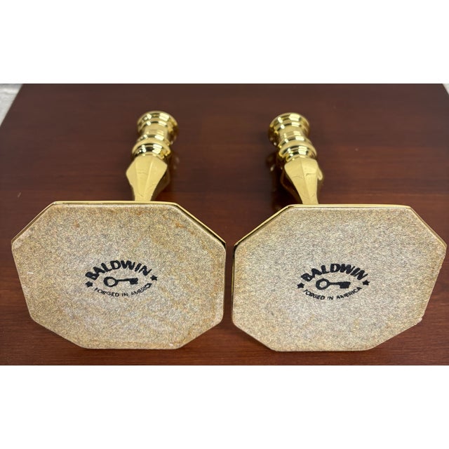 Metal Vintage Baldwin Solid Brass Colonial Williamsburg / Federal Candlesticks - Pair For Sale - Image 7 of 7