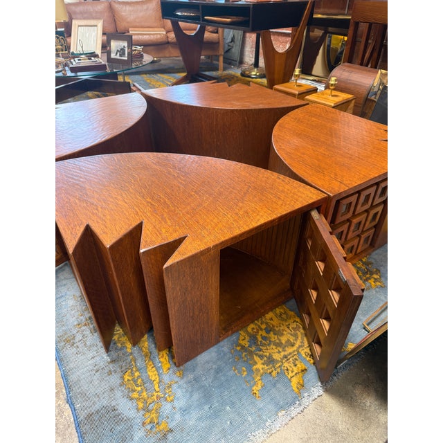 Rare Modular "Quadrifoglio" Coffee Table in Carved Oak by Giuseppe Rivadossi, 1970s For Sale - Image 9 of 10
