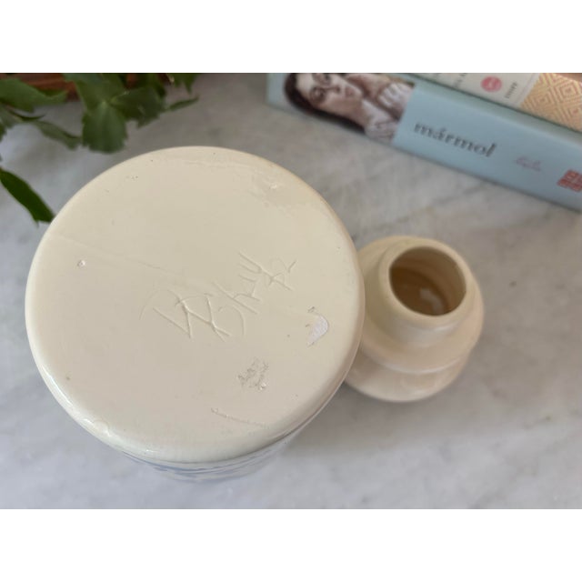 Ceramic 1980s Hand-Painted Folk Art Lidded Canister For Sale - Image 7 of 7