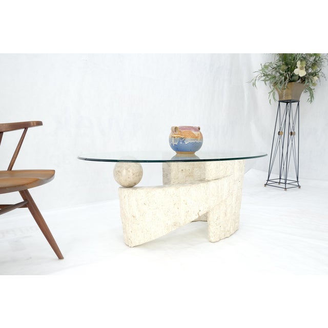 Oval Glass Top Polished Ball & Shoe Shape Tessellated Marble