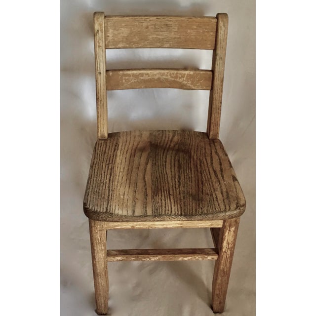 Vintage Child School The chairs are solid oak wood from a church pre-school. Scratches and wood nicks from years of school...