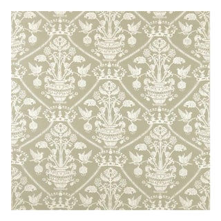 Sanderson Highgrove Damask Fabric in Silver Green For Sale
