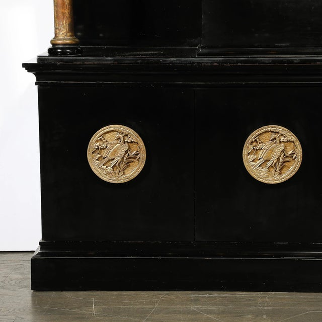 Rare James Mont Cabinet in Black Lacquer W/ Gilt Carved Handles For Sale In New York - Image 6 of 12
