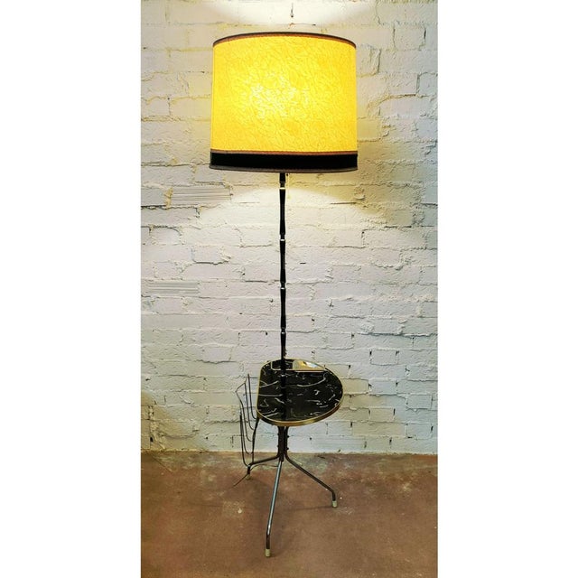 Metal Mid-Century Lamp with Magazine Rack and Tray, 1950s For Sale - Image 7 of 8