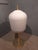 Satin Brass & Large Ribbed Milky Glass Floor Lamp For Sale - Image 5 of 17