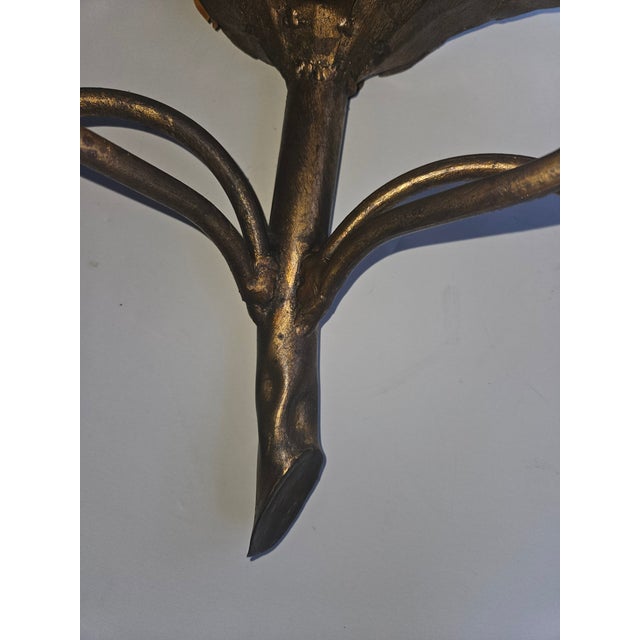 1980s Dark Burnished Gold Four Arm Tole Pineapple Sconces - A Pair For Sale - Image 5 of 5