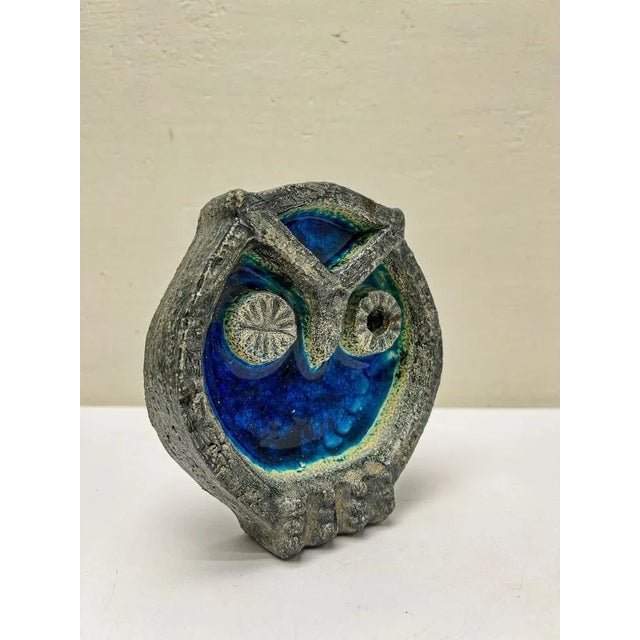 Vintage Norwegian Crackled Enamel and Ceramic Owl Wall Sculpture, 1970s For Sale - Image 10 of 11