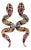 Bochic “Orient” Vintage Ruby & Sapphire Serpent Earrings Set 18K Gold & Silver For Sale