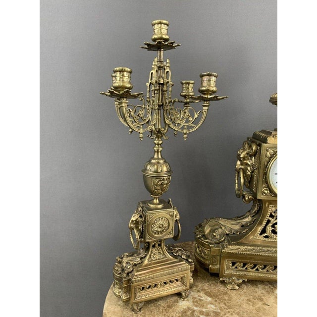 Gold Bronze Fireplace Set, 1950s, Set of 3 For Sale - Image 8 of 11