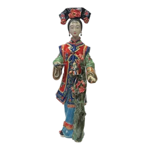 Chinese Porcelain Qing Style Dressing Flower Tree Book Lady Figure