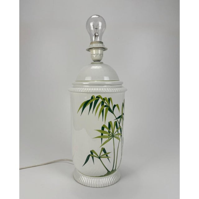 Mid-Century Modern Italian Ceramic Hand Painted Palm Trees Table Lamp, 1960s For Sale - Image 4 of 9