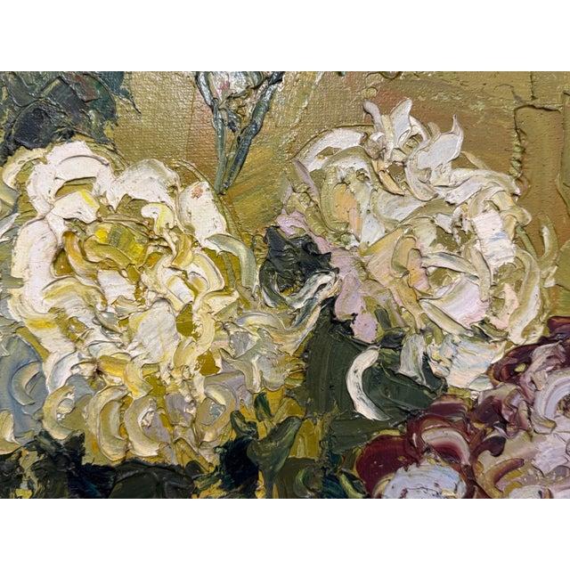 Mary Malcolm-Kluge “Fleurs” Signed Oil on Canvas Floral Still Life Painting For Sale In San Francisco - Image 6 of 12