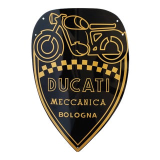 Vintage Ducati, Italy - Enamel Motorcycle Sign For Sale