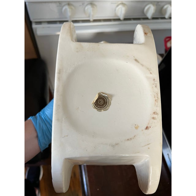 White Metlox Vintage White Hand Painted Rocking Horse Cookie Jar W/Red Harness For Sale - Image 8 of 9