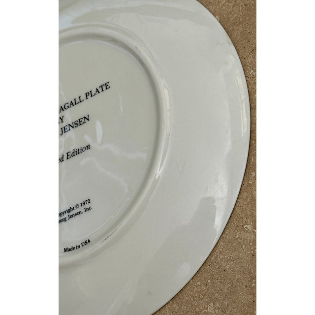 1970s 1972 Marc Chagall for Georg Jensen Limited Edition Fine Art Porcelain Plate - "The Floating Bride" For Sale - Image 5 of 6