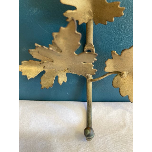 Mid 20th Century Italian Leaf Gold Metal Wall Hook For Sale - Image 4 of 5