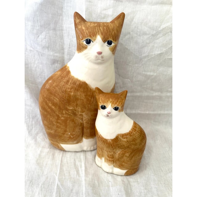 Vintage Pair of Ns Gustin Co. Ceramic Tabby Cat Figures For Sale - Image 4 of 6