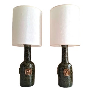Medallion Table Lamps by Aldo Londi for Bitossi, Italy, 1960s, Set of 2 For Sale