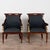 Pair of 19th-century Danish mahogany Biedermeier armchairs featuring elegant curved arms that terminate in scrolls and a...