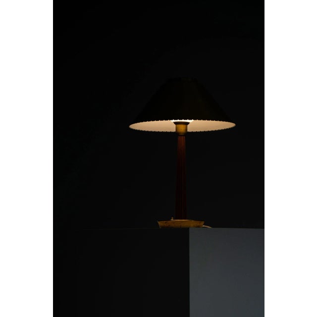 ASEA Scandinavian Modern Beech and Brass Table Lamp by Hans Bergström, 1950s For Sale - Image 4 of 13