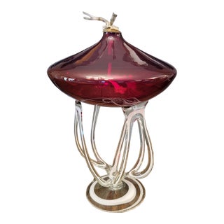 Vintage Jozefina Krosno Glass Art Oil Lamp Made in Poland For Sale