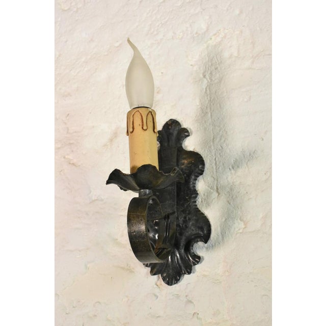Mid-Century Gothic Tole Wall Sconces, 1970s, Set of 2 For Sale - Image 6 of 9