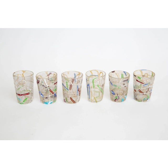 Vintage Italian Murano Style Hand Blown Abstract Glasses Barware Set of 6 90's For Sale - Image 13 of 13