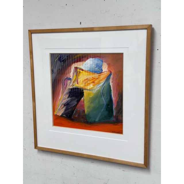 Circa 2001 Albert E. Smith Custom Framed Abstract Painting For Sale - Image 10 of 12