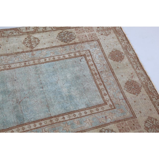 Vintage Turkish Oushak Rug With Soft Blue Field & Muted Earth Tones -4' 5'' X 3' 1'' For Sale - Image 12 of 12