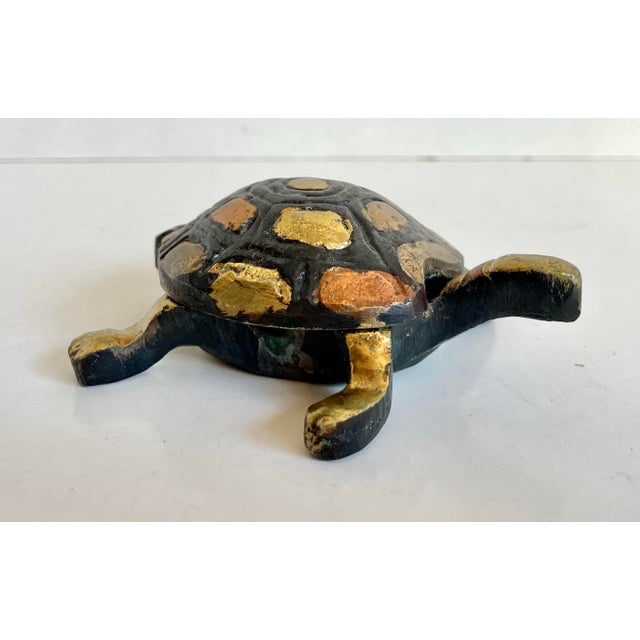 Vintage Mid-Century Mixed-Metal Turtle Hinged Ashtray For Sale - Image 4 of 9