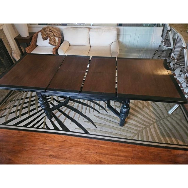 Mid 20th Century Stored 2 Leaf Dining Table 41" X 65" Expands to 102". Seating for 10. For Sale - Image 4 of 8